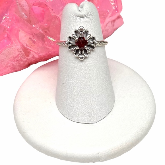 Garnet Ring Size 5 Solid 925 Sterling Silver